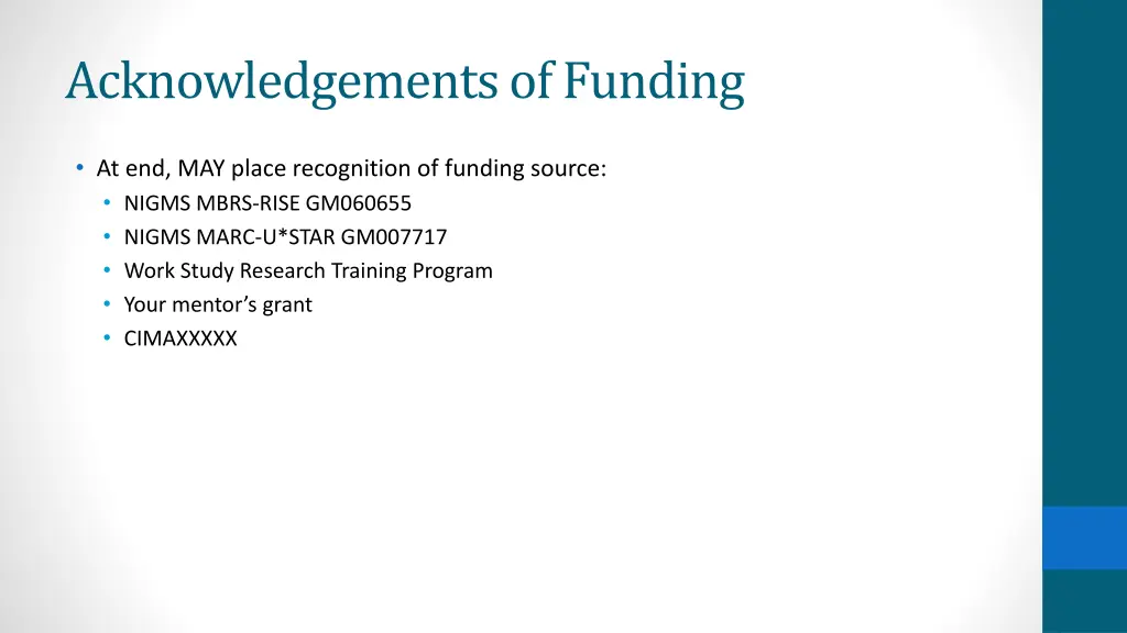 acknowledgements of funding