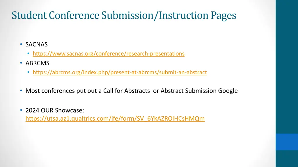 student conference submission instruction pages