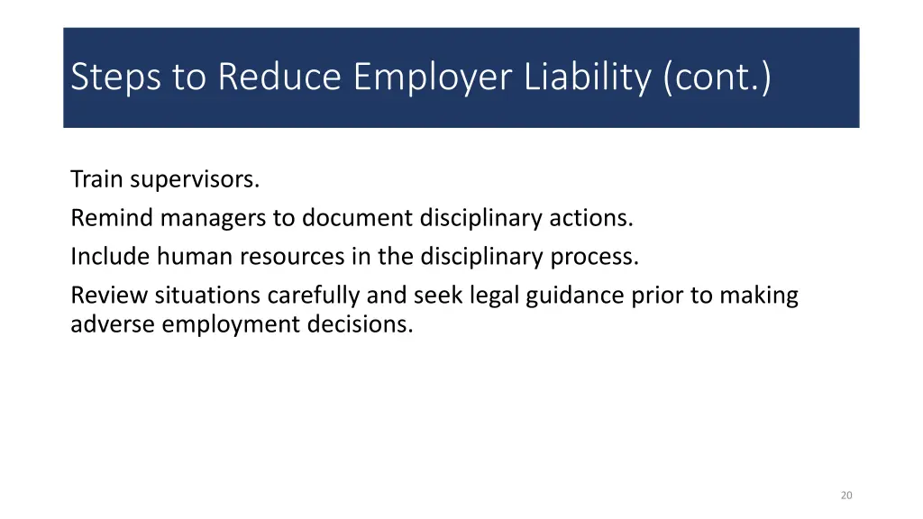 steps to reduce employer liability cont