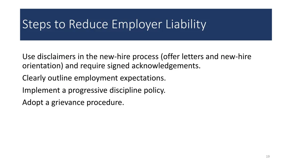 steps to reduce employer liability