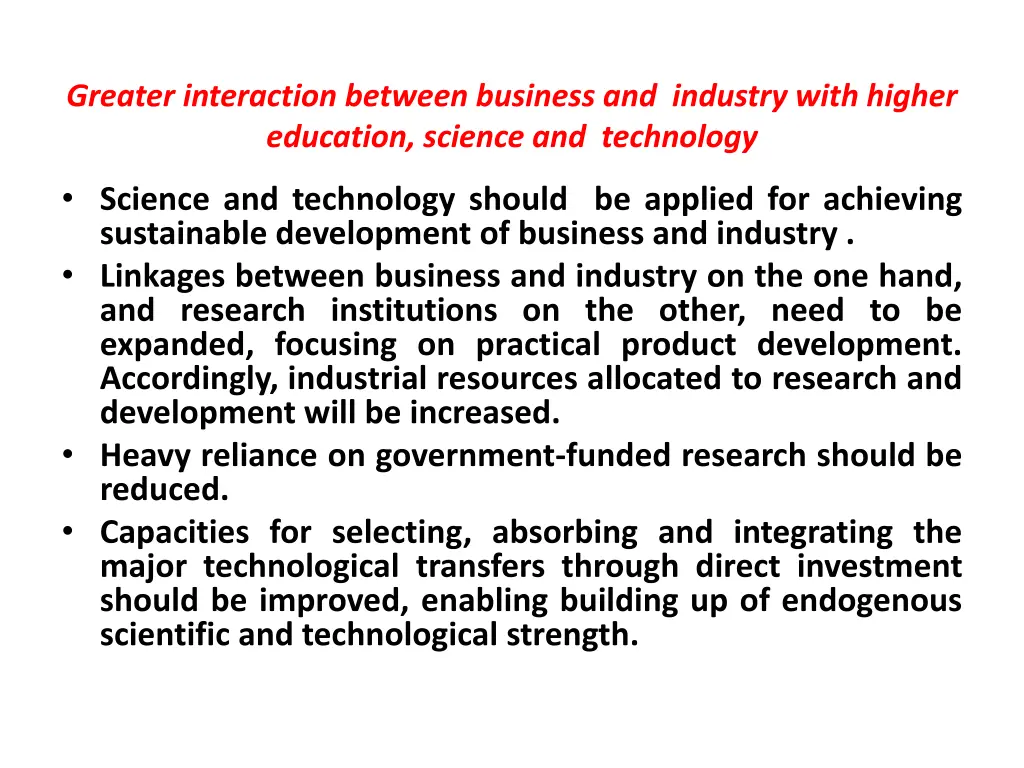 greater interaction between business and industry