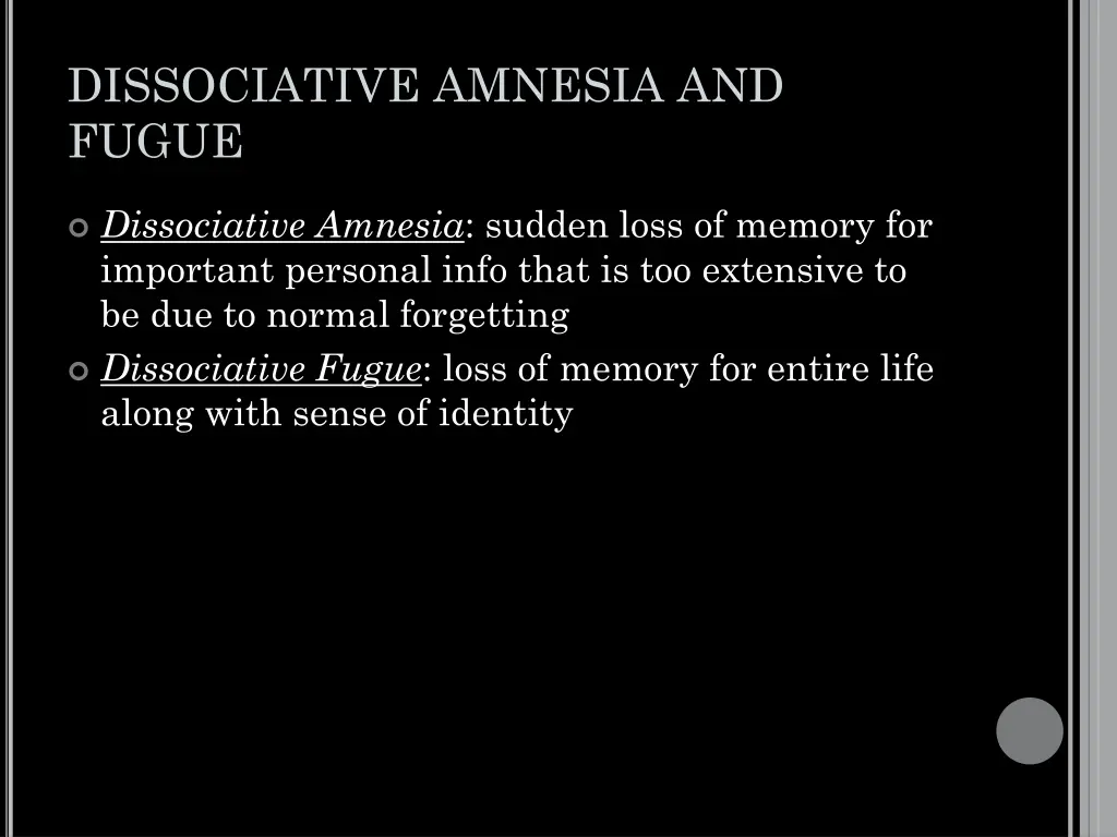 dissociative amnesia and fugue