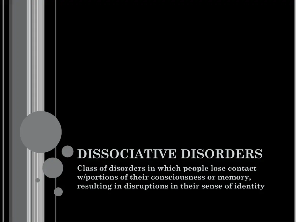 dissociative disorders class of disorders