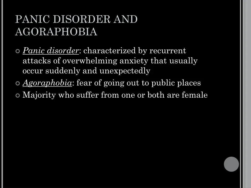 panic disorder and agoraphobia