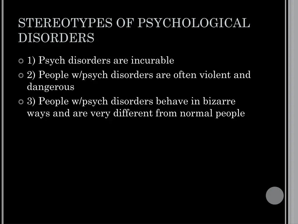 stereotypes of psychological disorders