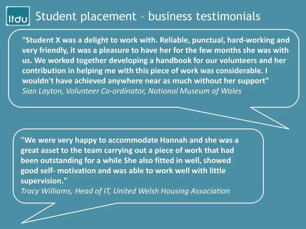 student placement business testimonials