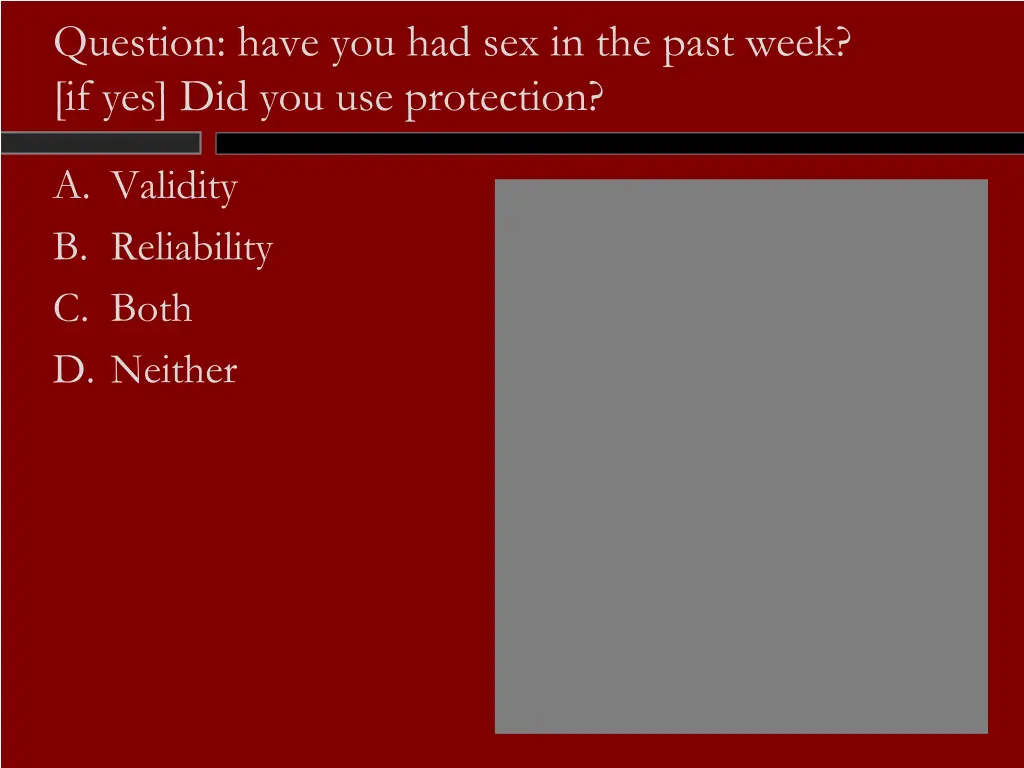 question have you had sex in the past week