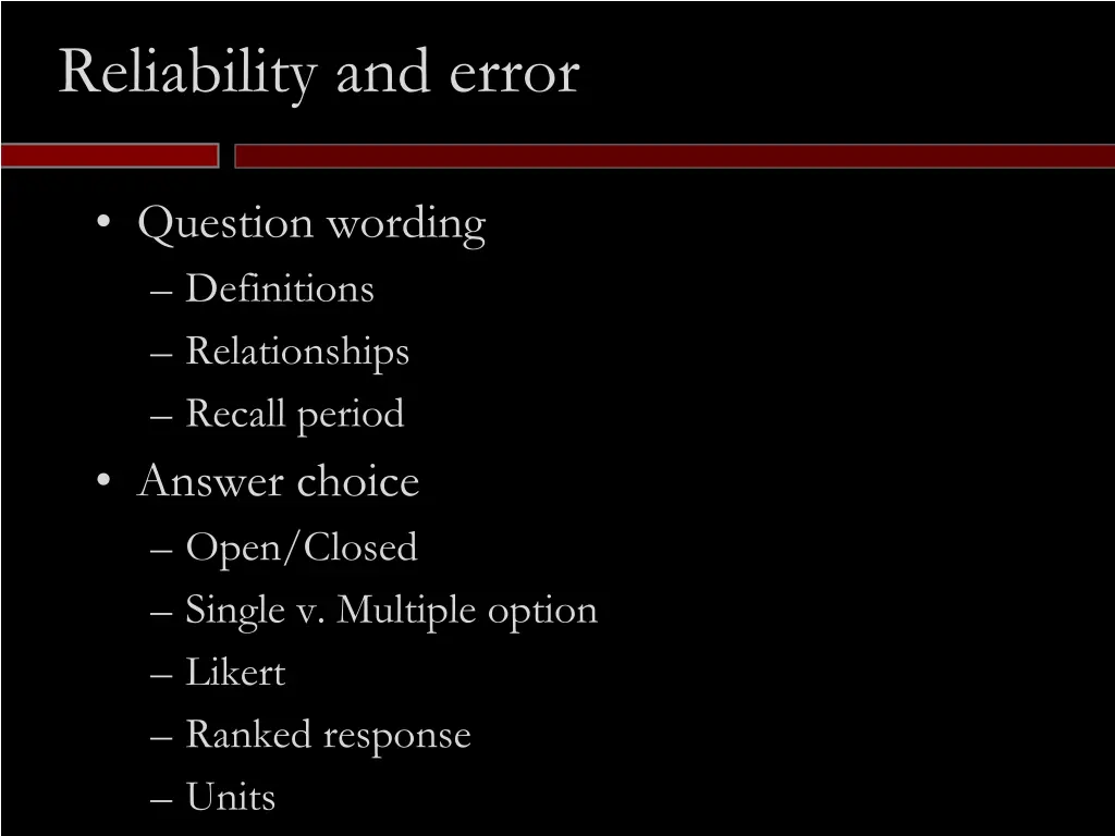 reliability and error