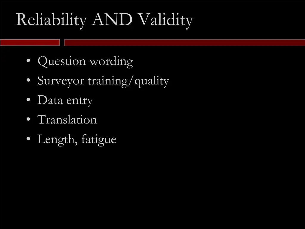 reliability and validity