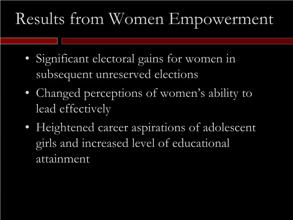 results from women empowerment