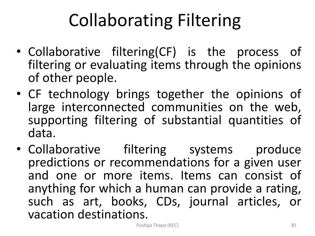 collaborating filtering