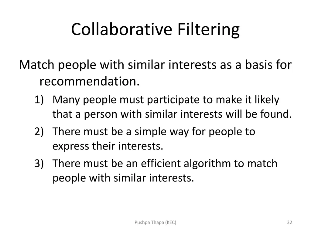 collaborative filtering