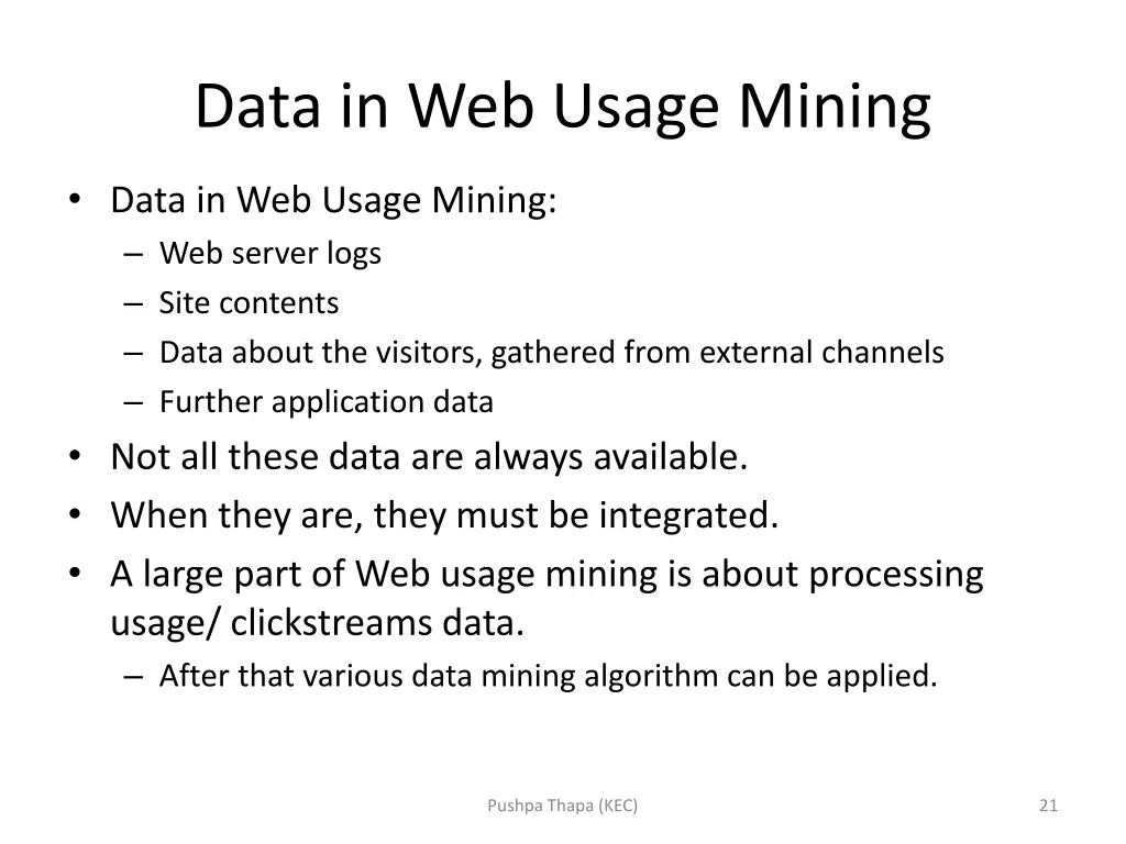 data in web usage mining