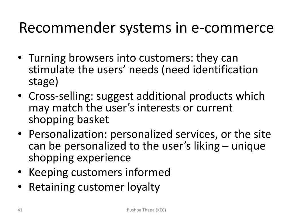 recommender systems in e commerce