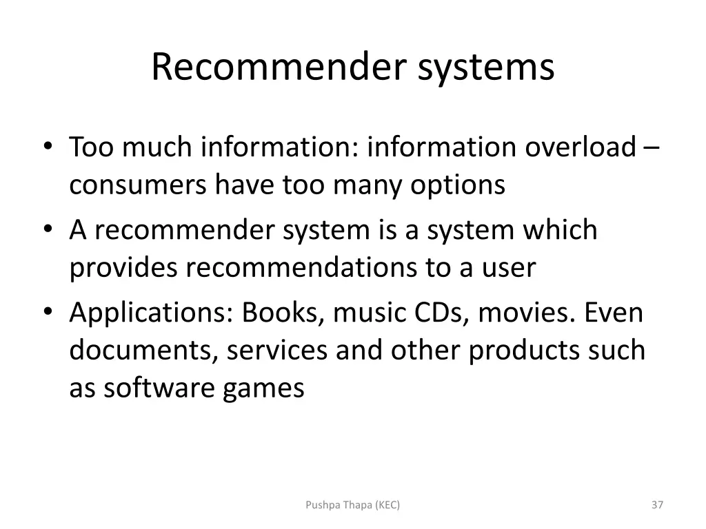 recommender systems