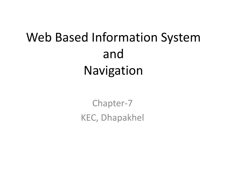 web based information system and navigation