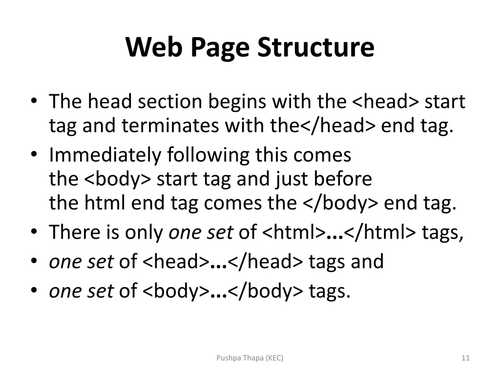 web page structure 1