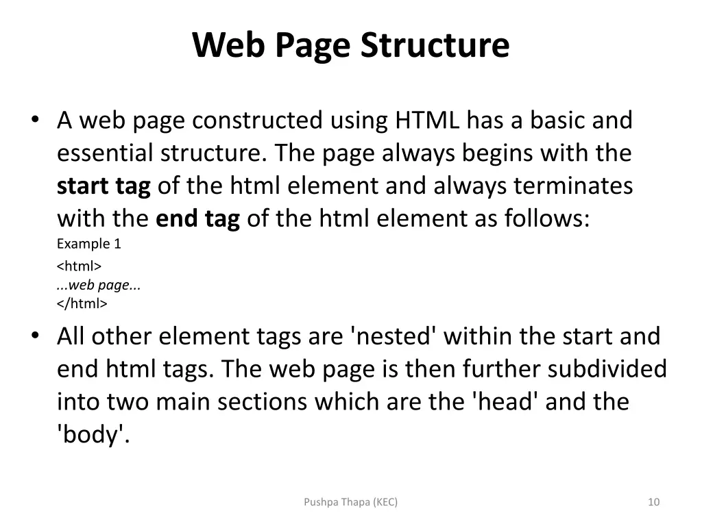 web page structure