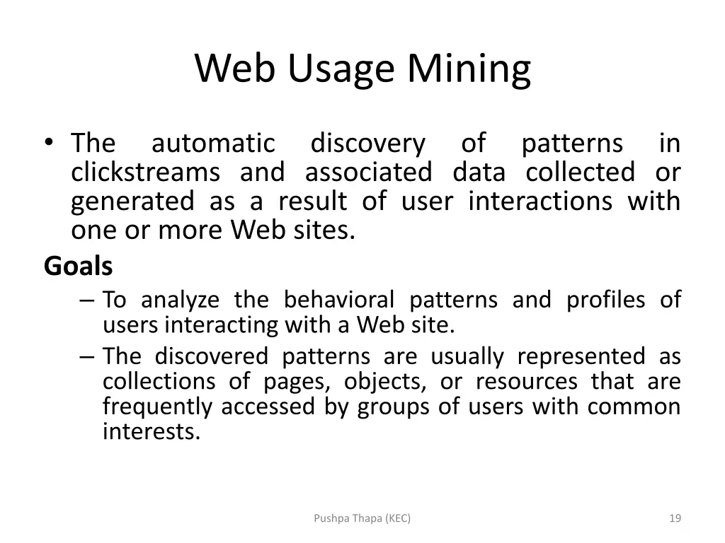 web usage mining