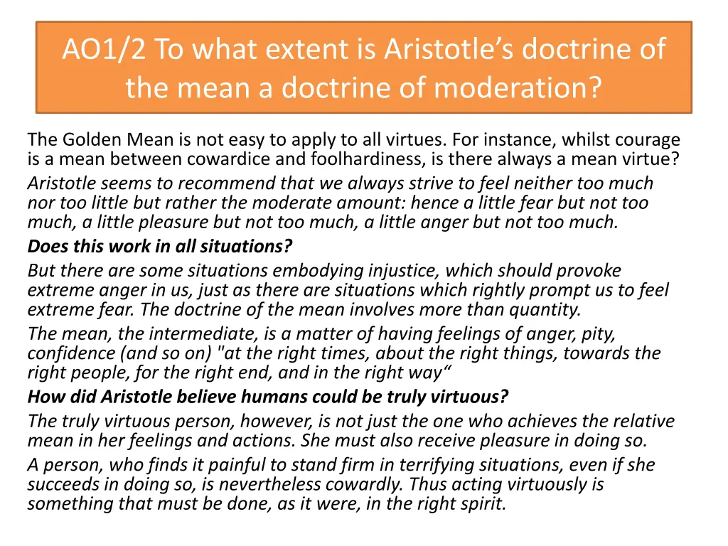 ao1 2 to what extent is aristotle s doctrine