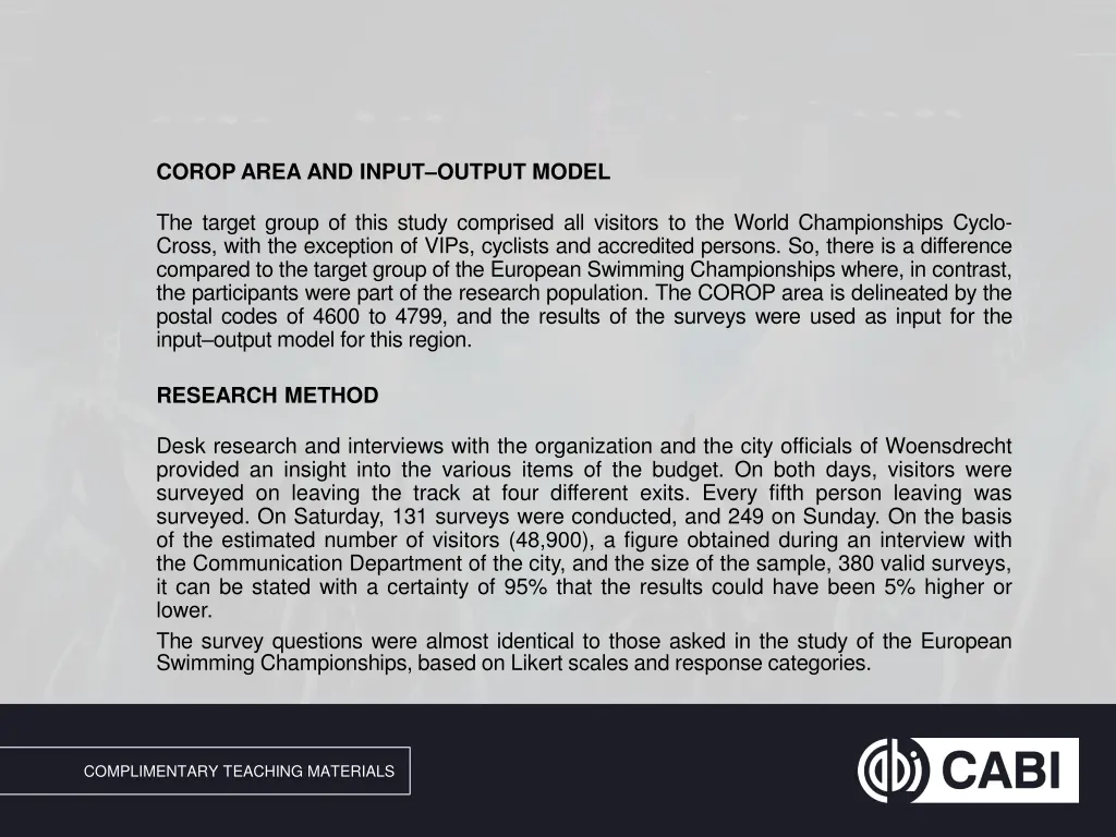 corop area and input output model