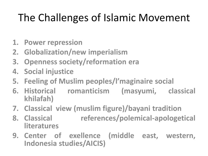 the challenges of islamic movement