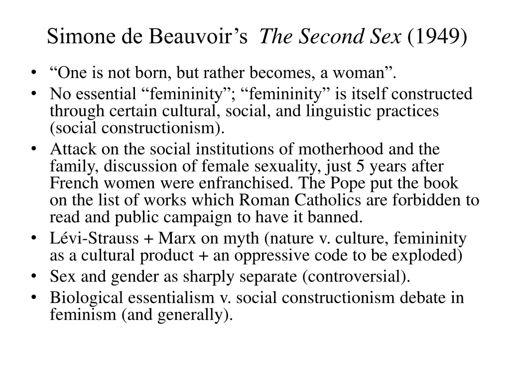 simone de beauvoir s the second sex 1949