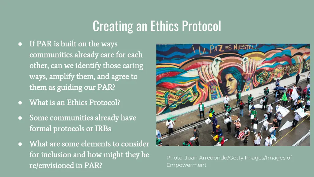 creating an ethics protocol if par is built