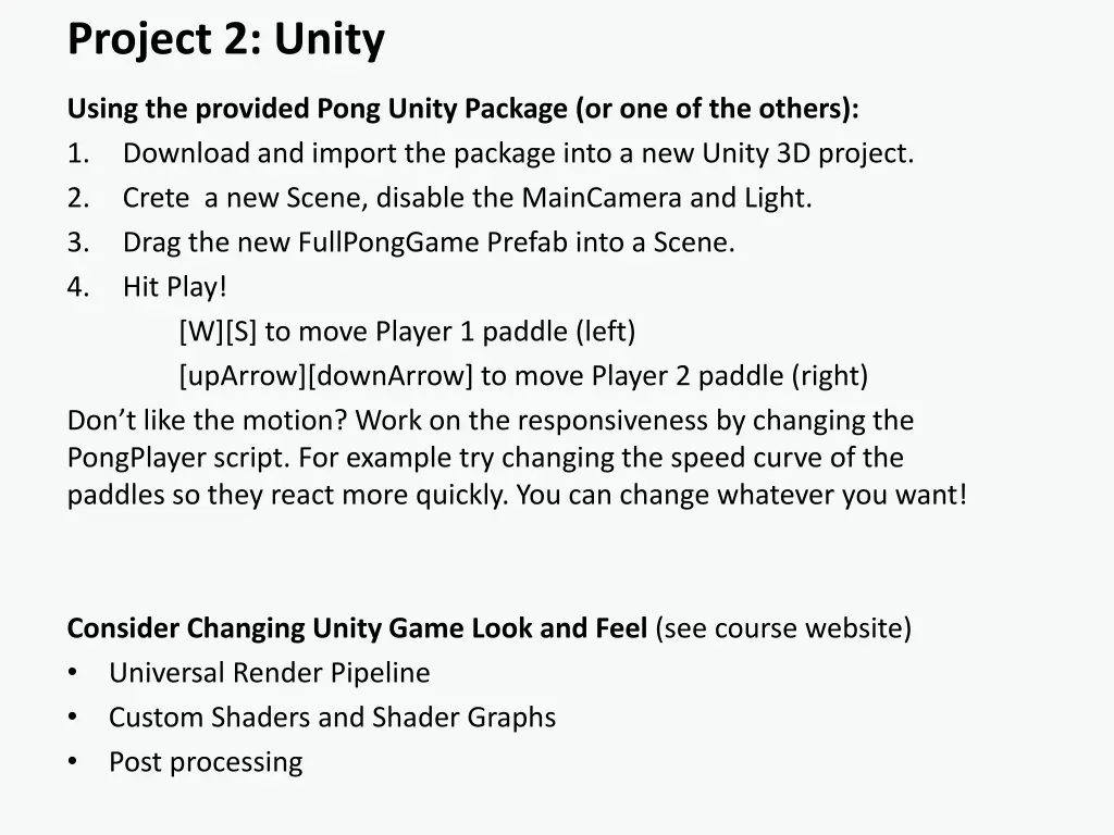 project 2 unity