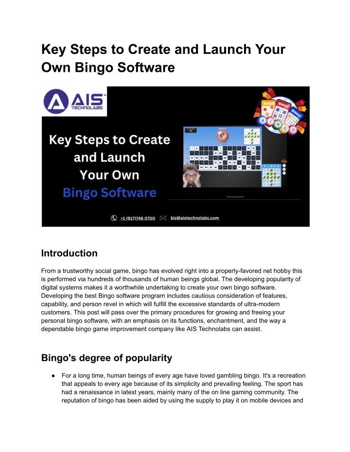 key steps to create and launch your own bingo