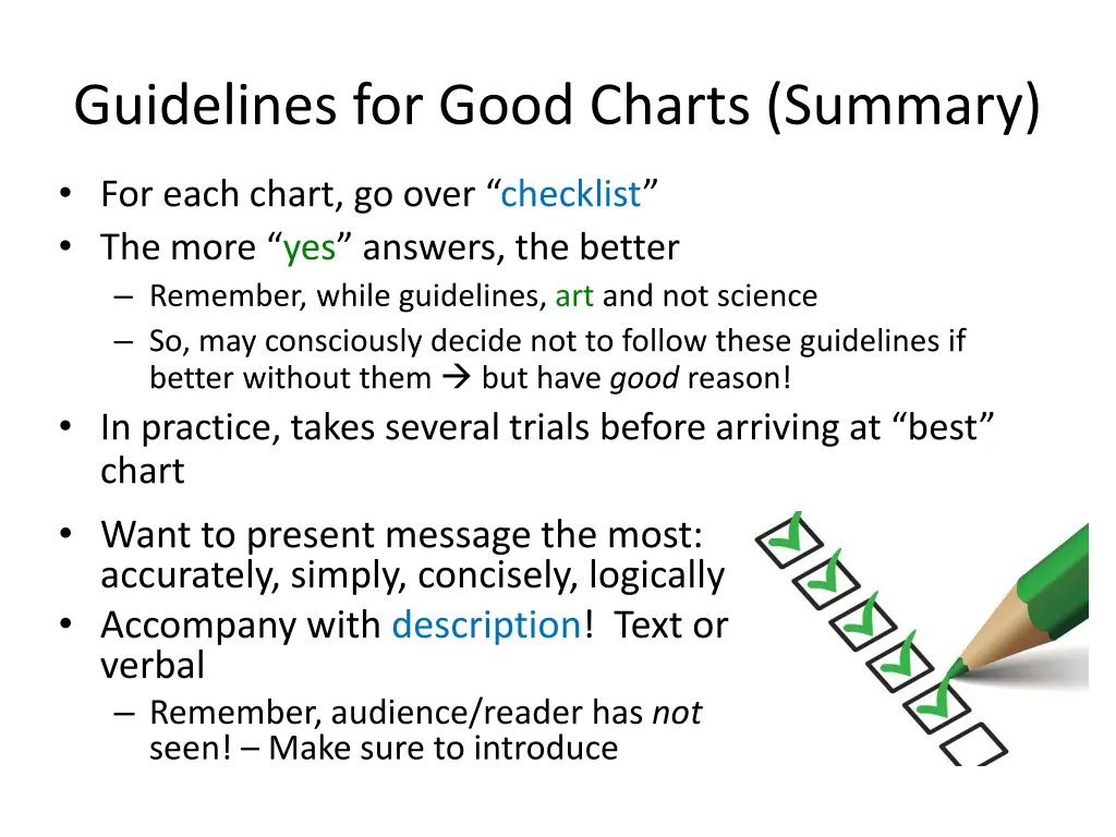 guidelines for good charts summary