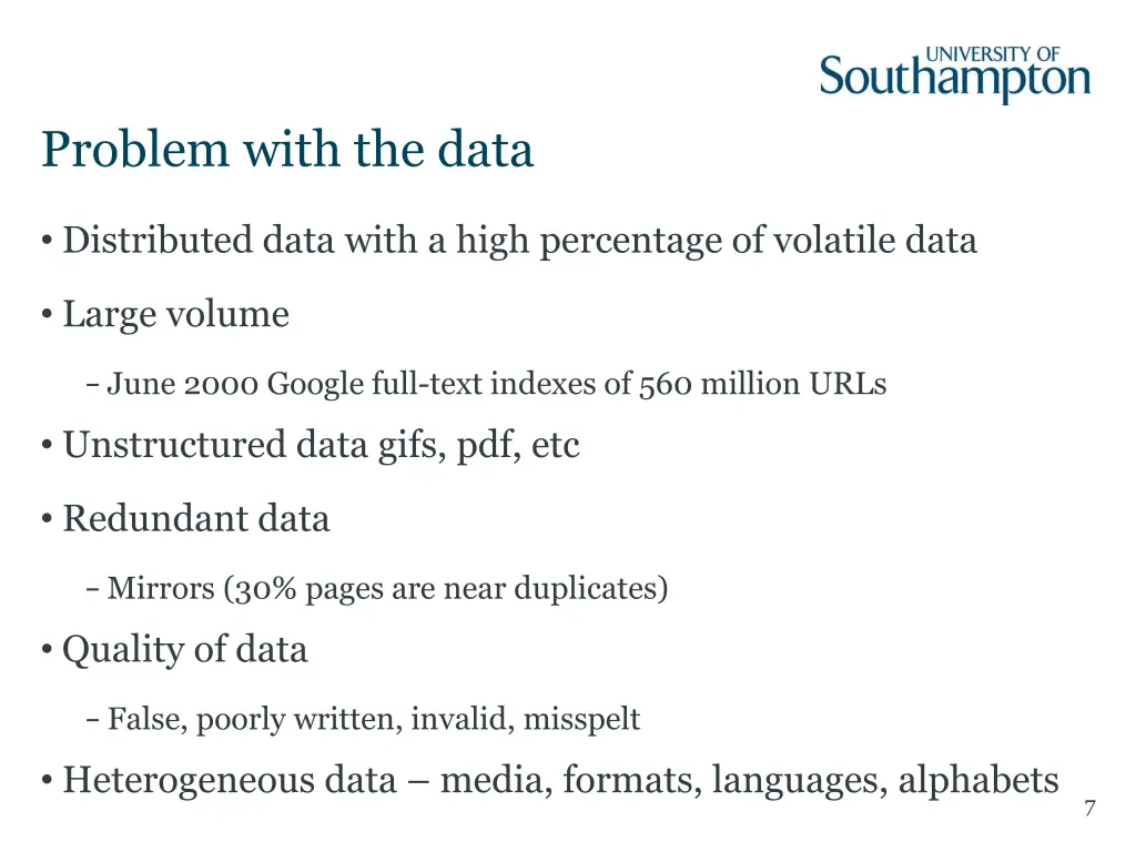 problem with the data