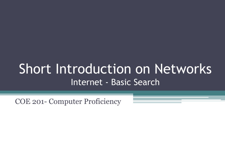 short introduction on networks internet basic