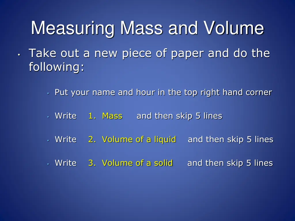 measuring mass and volume