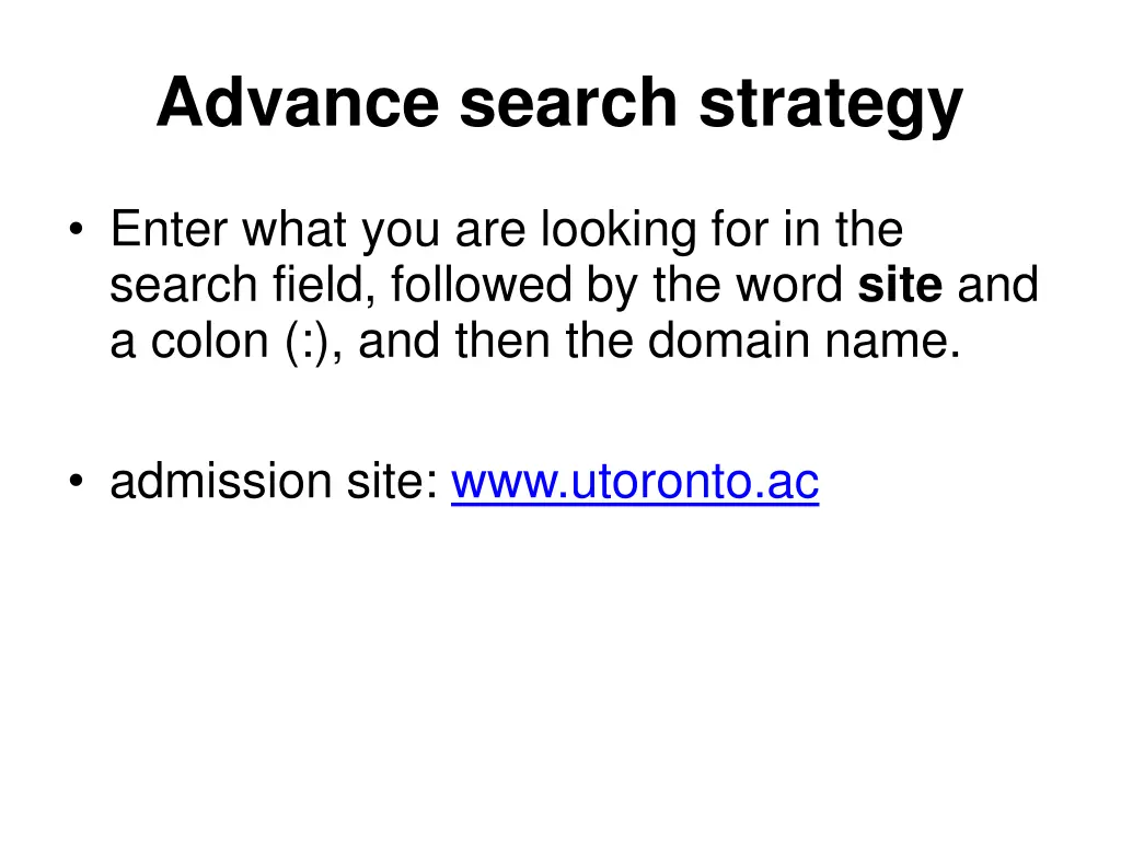 advance search strategy