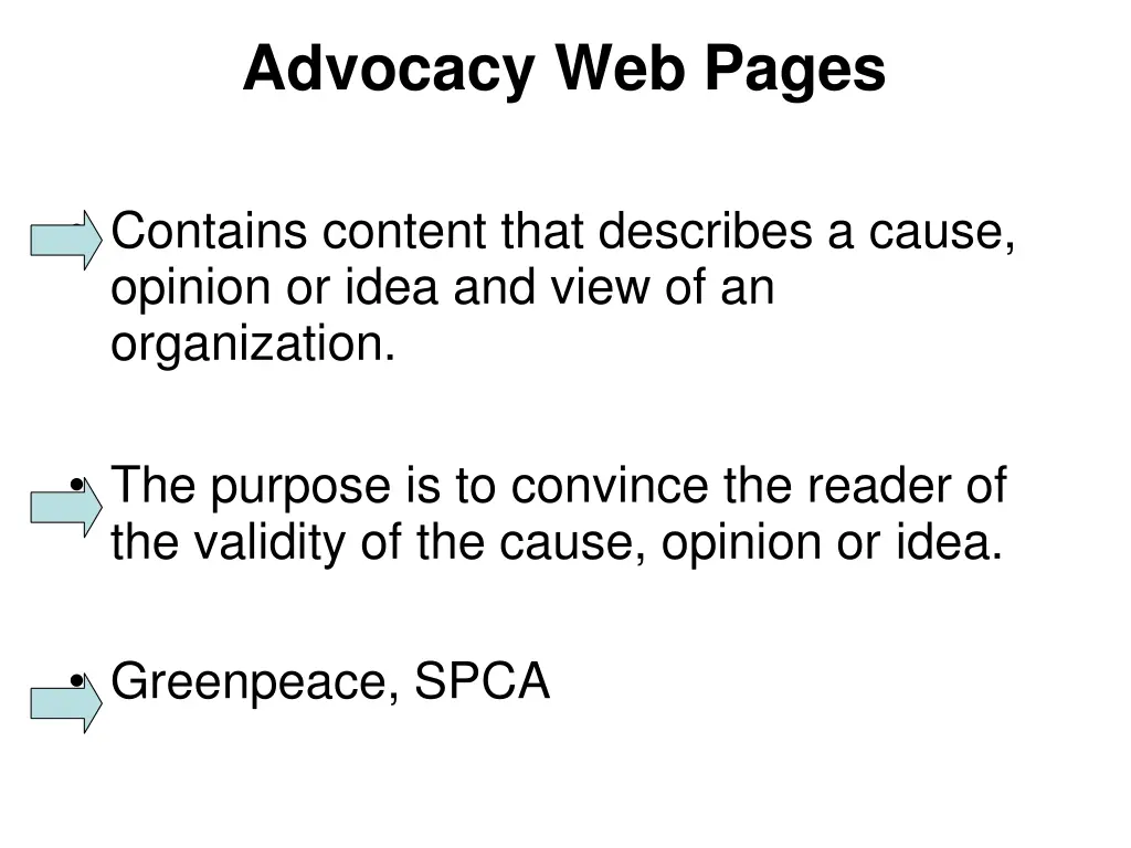 advocacy web pages