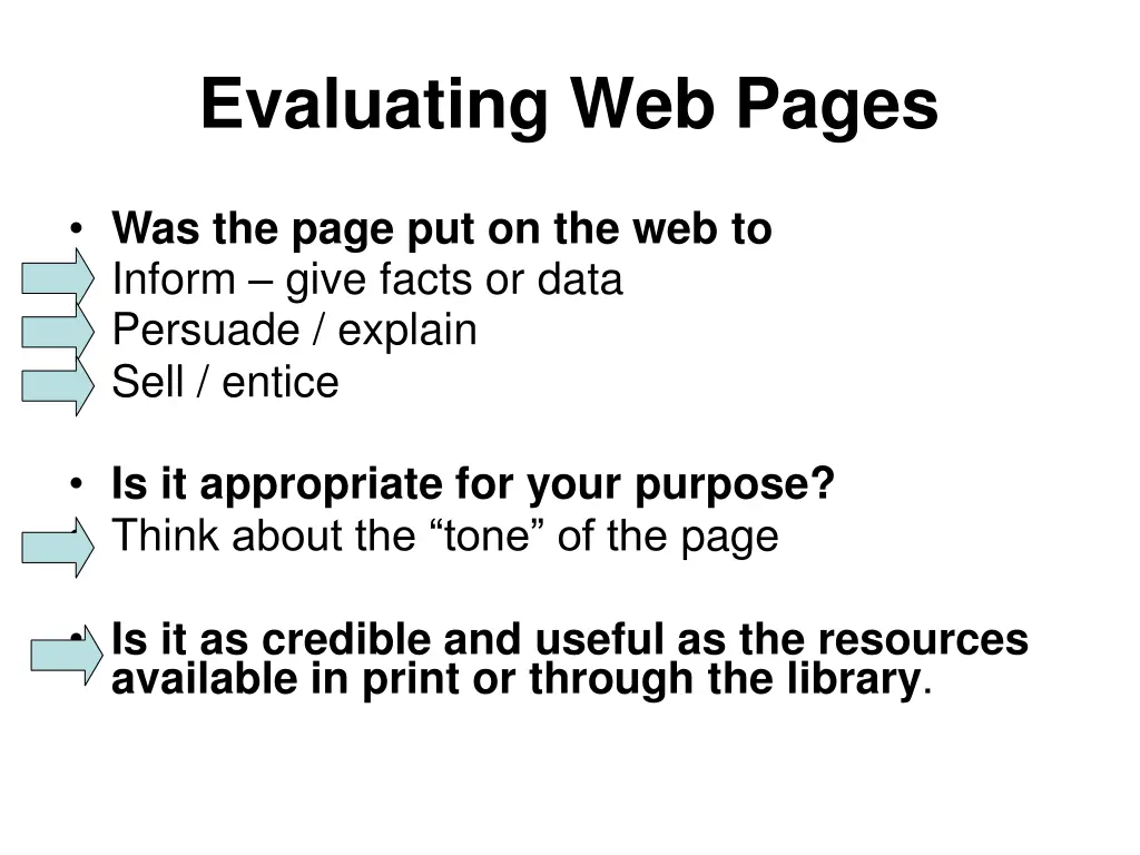 evaluating web pages