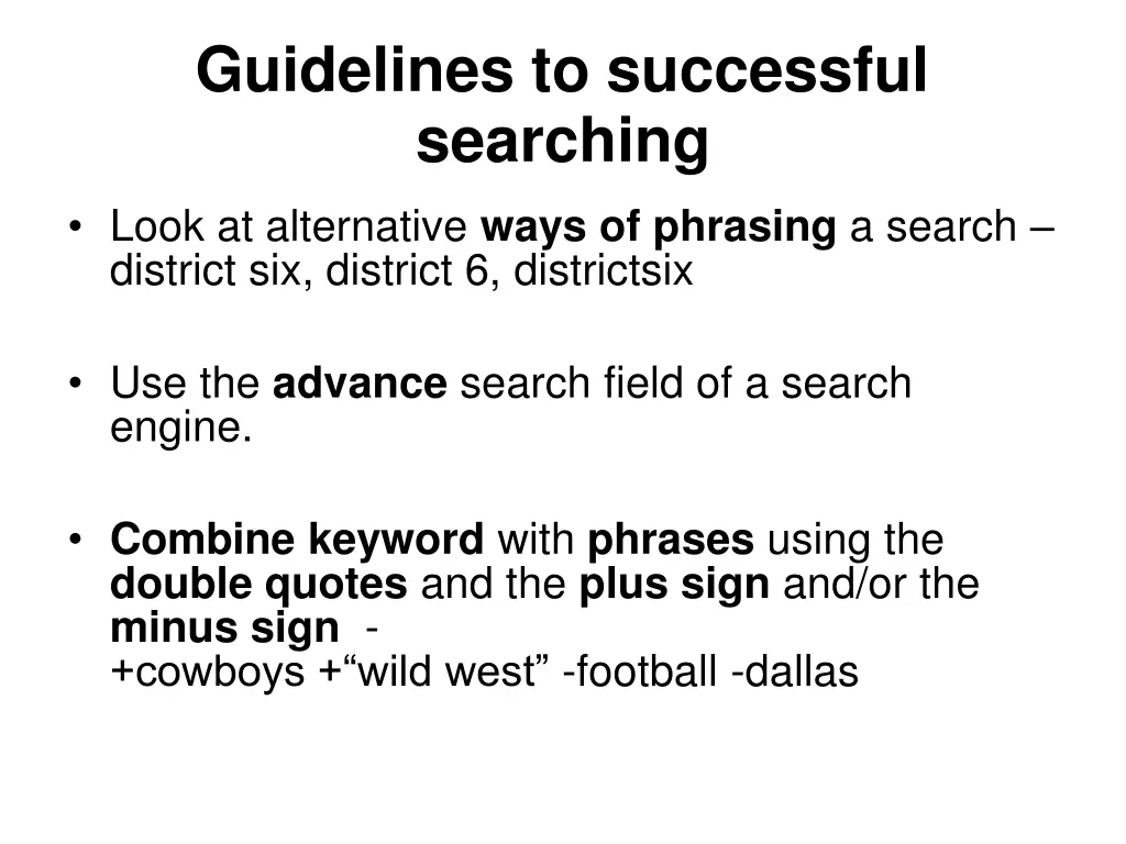 guidelines to successful searching 2