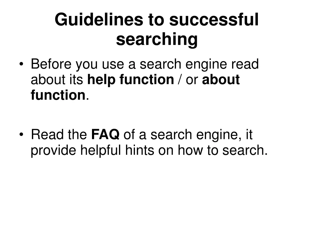 guidelines to successful searching before