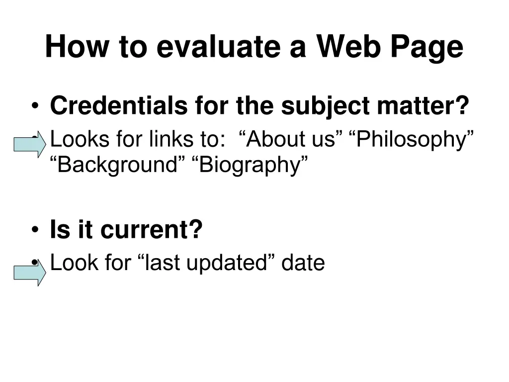 how to evaluate a web page 1