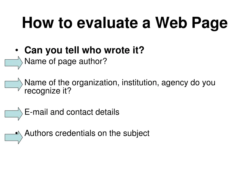 how to evaluate a web page