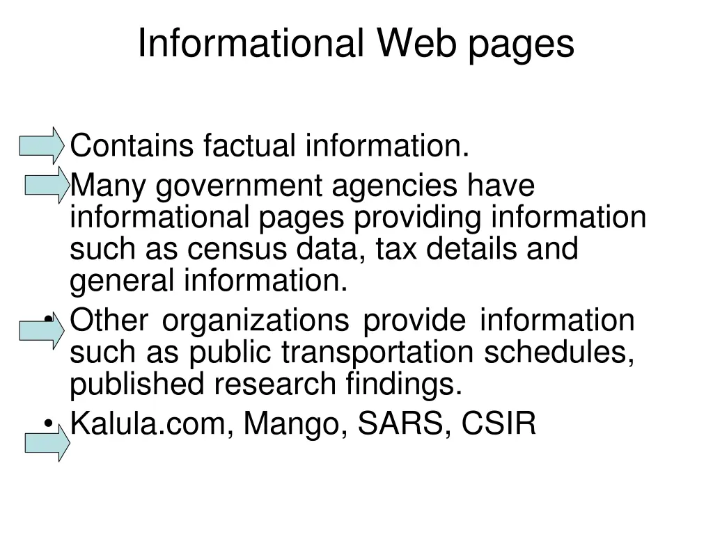 informational web pages