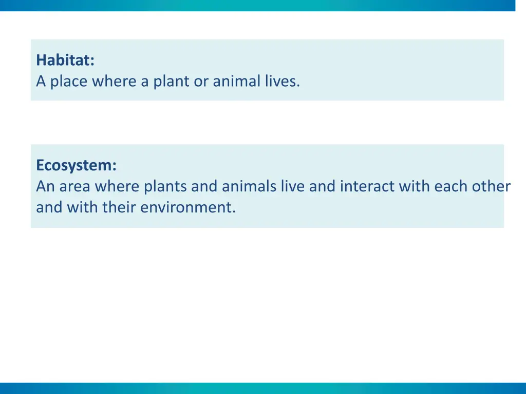 habitat a place where a plant or animal lives