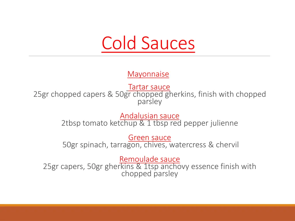 cold sauces