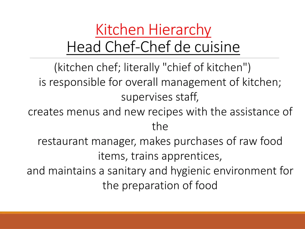 kitchen hierarchy head chef chef de cuisine