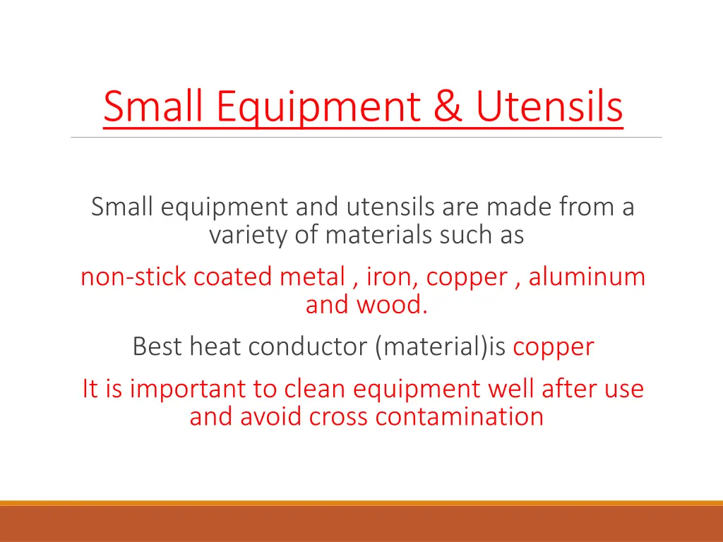 small equipment utensils