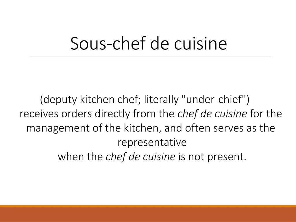 sous chef de cuisine