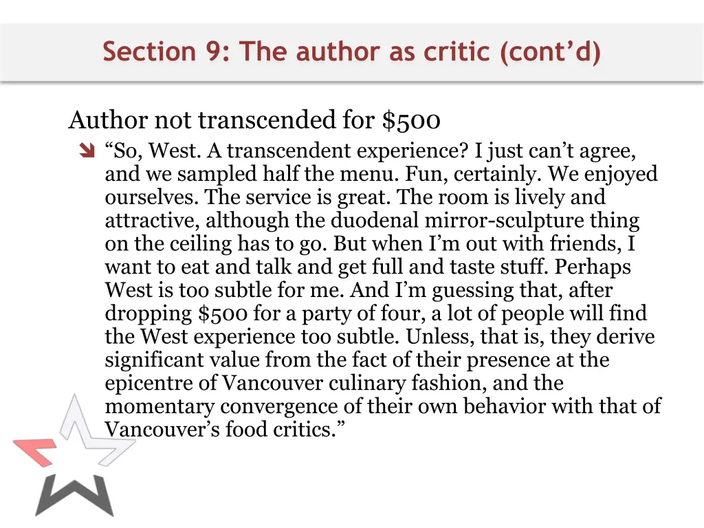 section 9 the author as critic cont d