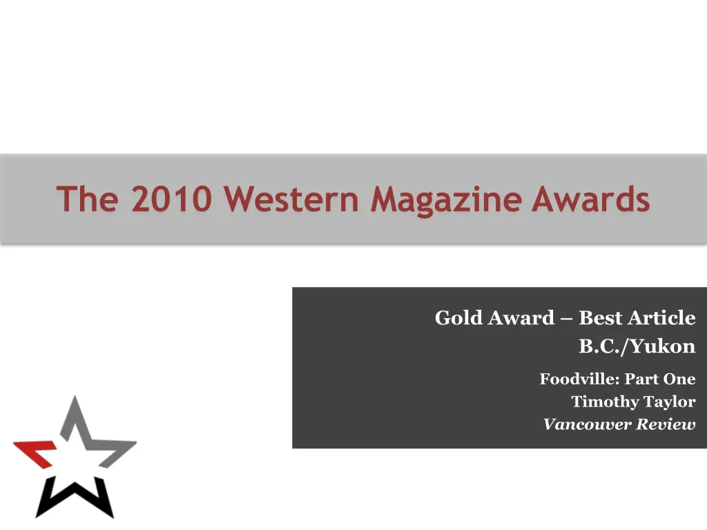 the 2010 western magazine awards