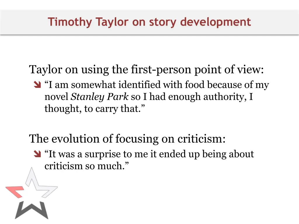 timothy taylor on story development